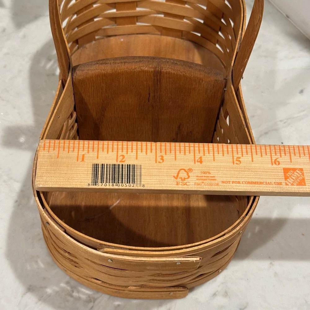 Bradford Basket Company Handwoven Wood Brown 1998 Vintage Peanut Shape USA
